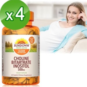 美國Sundown日落恩賜 孕寶膽鹼+肌醇加強錠(60錠x4瓶)組